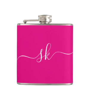 Gepersonaliseerd Modern Monogram roze Bachelorette Heupfles