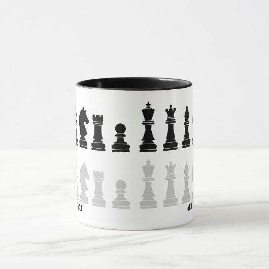 Gepersonaliseerd modern schaakstuk spel mok (Midden)