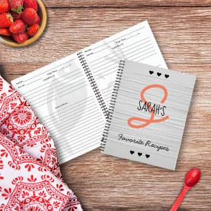 Gepersonaliseerd Modern Script Monogram Recept Notitieboek