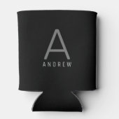 Gepersonaliseerd Modern Simple Black Grey Monogram Blikjeskoeler (Achterkant)