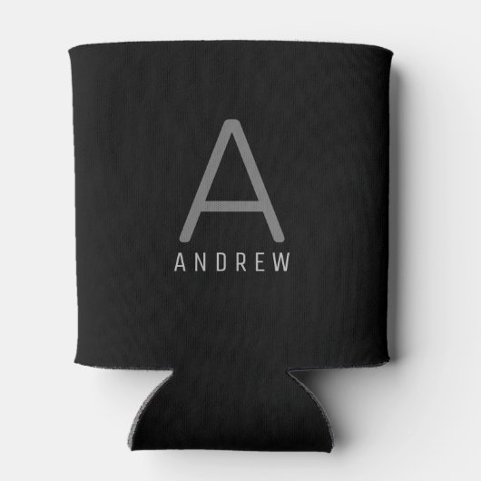 Gepersonaliseerd Modern Simple Black Grey Monogram Blikjeskoeler (Achterkant)