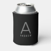 Gepersonaliseerd Modern Simple Black Grey Monogram Blikjeskoeler (Blikje Achterkant)