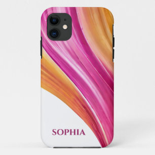 Gepersonaliseerd Modern-Sunset-Roze Sinaasappel en iPhone 11 Hoesje