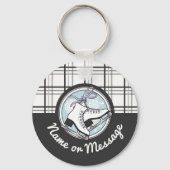 Gepersonaliseerd Modern Tartan Ice Schaats Sleutelhanger (Voorkant)