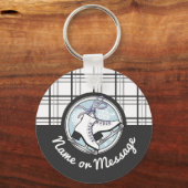 Gepersonaliseerd Modern Tartan Ice Schaats Sleutelhanger (Voorkant)