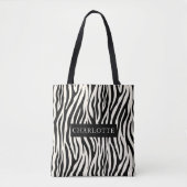 Gepersonaliseerd modern Zebra Safari Dierenpatroon Draagtas (Voorkant)