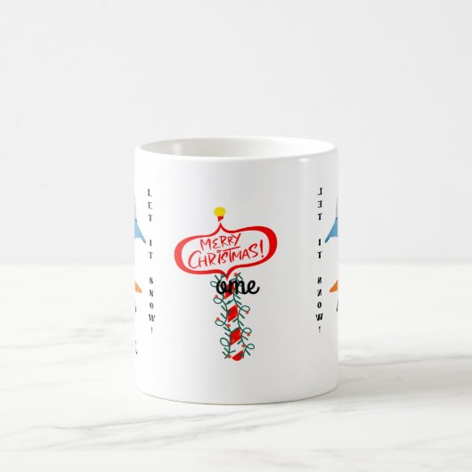 Gepersonaliseerd Mok blauw en wit pet Snowman Face (Center)