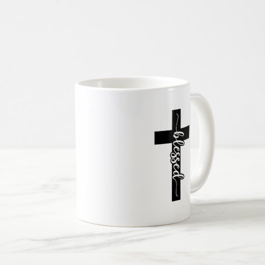 Gepersonaliseerd Mok uw foto en gezegend kruisgesc (Voorkant rechts)