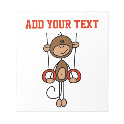 Gepersonaliseerd Monkey Gymnast op Rings Notiepad Notitieblok (Voorkant)
