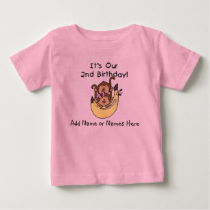 Gepersonaliseerd Monkey Twin Boy en Girl Tshirt