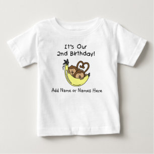 Gepersonaliseerd Monkeys Twin Boys Tshirt