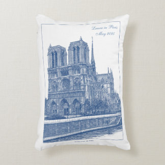 Gepersonaliseerd monochroom blauw Notre Dame de Pa Accent Kussen