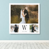 Gepersonaliseerd monogram 3 Foto collage Canvas Afdruk (Insitu (Houten vloer))