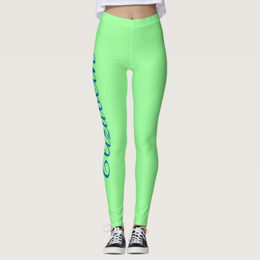Gepersonaliseerd monogram aangepaste naam Mint Gre Leggings (Voorkant)