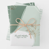 Gepersonaliseerd monogram Abstracte Floral Wedding Inpakpapier Vel (In situ)