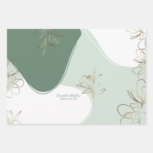 Gepersonaliseerd monogram Abstracte Floral Wedding Inpakpapier Vel (Voorkant)