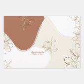 Gepersonaliseerd monogram Abstracte Floral Wedding Inpakpapier Vel (Voorkant)