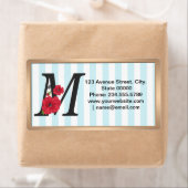 Gepersonaliseerd monogram bewerkbaar M tekst rode  Etiket (Insitu)