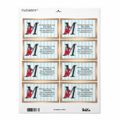 Gepersonaliseerd monogram bewerkbaar M tekst rode  Etiket (Full Sheet)