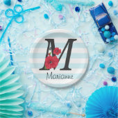 Gepersonaliseerd monogram bewerkbaar M tekst rode Papieren Bordje (Feest)