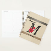 Gepersonaliseerd monogram bewerkbaar M tekst rode  Planner (Display)