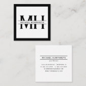 Gepersonaliseerd monogram | Black Vierkante Visitekaartje (Voorkant / Achterkant)