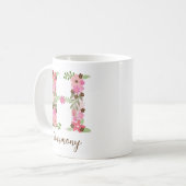 Gepersonaliseerd monogram Bloemletter H Koffiemok (Voorkant links)