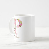 Gepersonaliseerd monogram Bloemletter P Koffiemok (Voorkant links)
