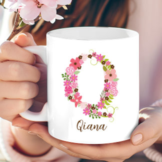 Gepersonaliseerd monogram Bloemletter Q Koffiemok
