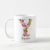 Gepersonaliseerd monogram Bloemletter Y Koffiemok (Links)
