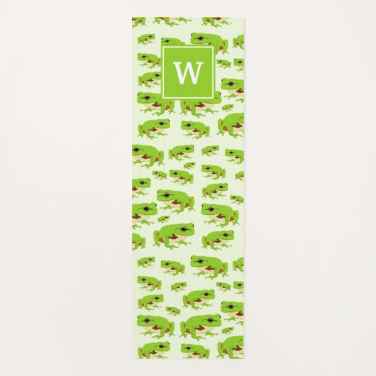 Gepersonaliseerd monogram Cute Green Tree Pattern Yogamat (Voorkant)