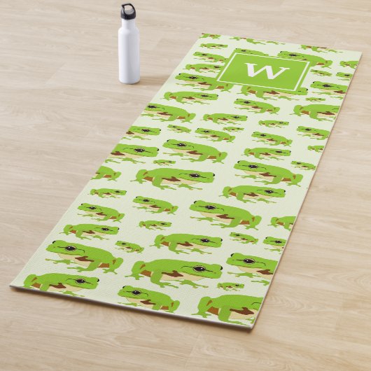 Gepersonaliseerd monogram Cute Green Tree Pattern Yogamat (In situ)