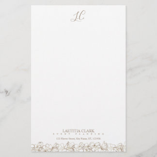 Gepersonaliseerd monogram Elegant Floral Briefpapier