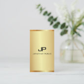 Gepersonaliseerd monogram elegant Gold look vertic Visitekaartje (Staand voorkant)