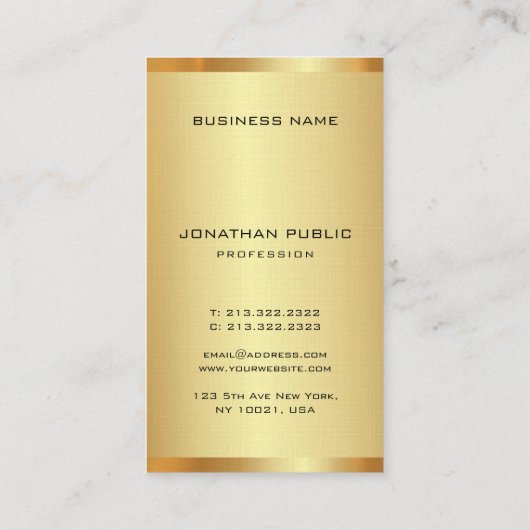 Gepersonaliseerd monogram elegant Gold look vertic Visitekaartje (Achterkant)