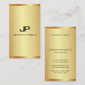 Gepersonaliseerd monogram elegant Gold look vertic Visitekaartje (Voorkant / Achterkant)