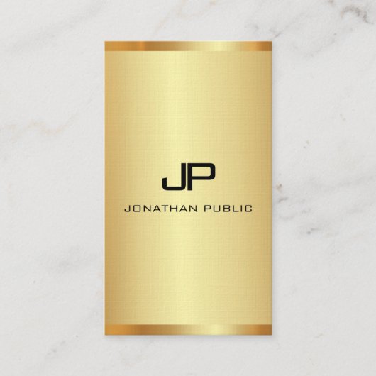 Gepersonaliseerd monogram elegant Gold look vertic Visitekaartje (Voorkant)