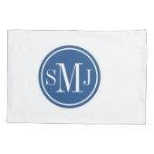 Gepersonaliseerd monogram en Klassiek blauw Kussensloop (Achterkant)