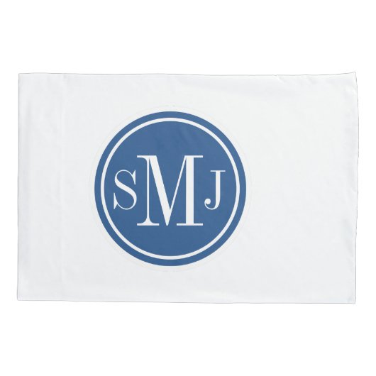 Gepersonaliseerd monogram en Klassiek blauw Kussensloop (Achterkant)
