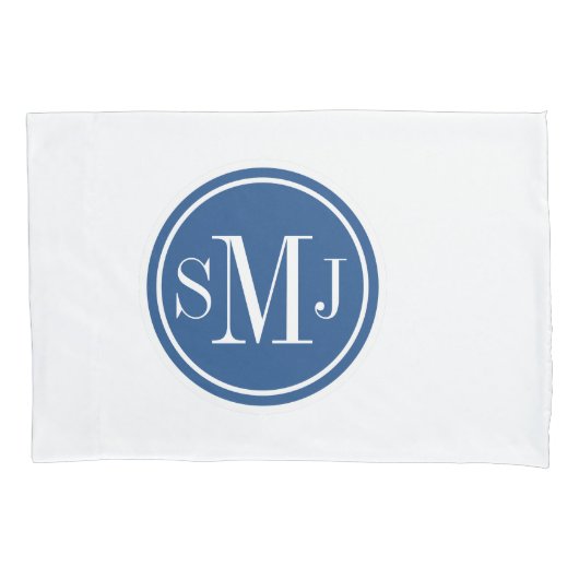 Gepersonaliseerd monogram en Klassiek blauw Kussensloop (Voorkant)