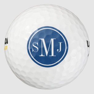 Gepersonaliseerd monogram en Klassiek blauw Lijst Golfballen