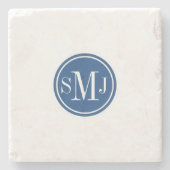 Gepersonaliseerd monogram en Klassiek blauw Stenen Onderzetter (Voorkant)