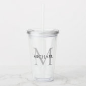 Gepersonaliseerd monogram en naam acryl drinkbeker (Voorkant)