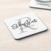 Gepersonaliseerd monogram en naam bier onderzetter (Linkerzijde)