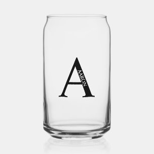 Gepersonaliseerd monogram en naam blikvorm glas