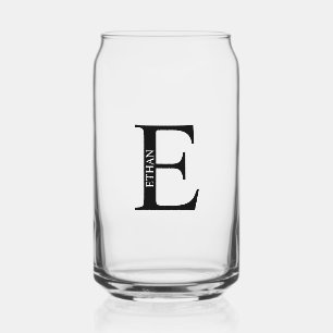 Gepersonaliseerd monogram en naam blikvorm glas