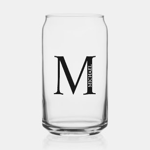 Gepersonaliseerd monogram en naam blikvorm glas
