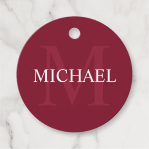 Gepersonaliseerd monogram en naam Burgundy Red Bedankjes Labels