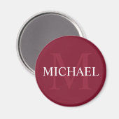 Gepersonaliseerd monogram en naam Burgundy Red Magneet (Voorkant / Achterkant)