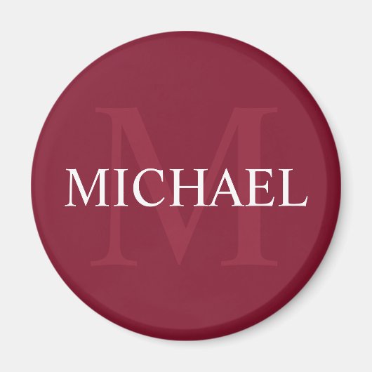 Gepersonaliseerd monogram en naam Burgundy Red Magneet (Voorkant)